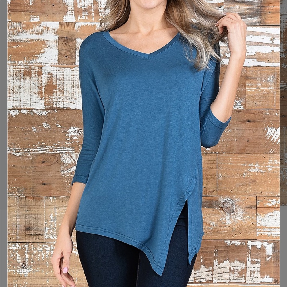 😍Cornflower Blue Split Front Tunic Large